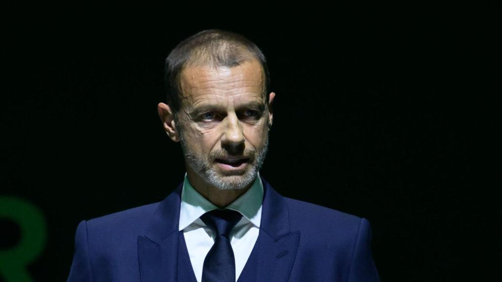 Aleksander Ceferin, presidente de la UEFA, durante un congreso