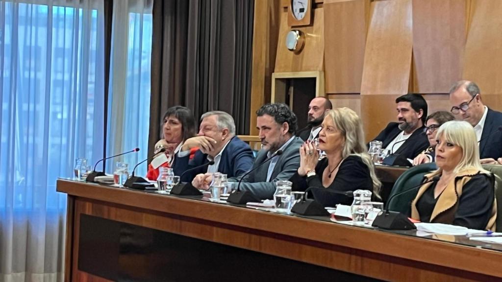 La bancada socialista, durante el pleno municipal de este jueves.