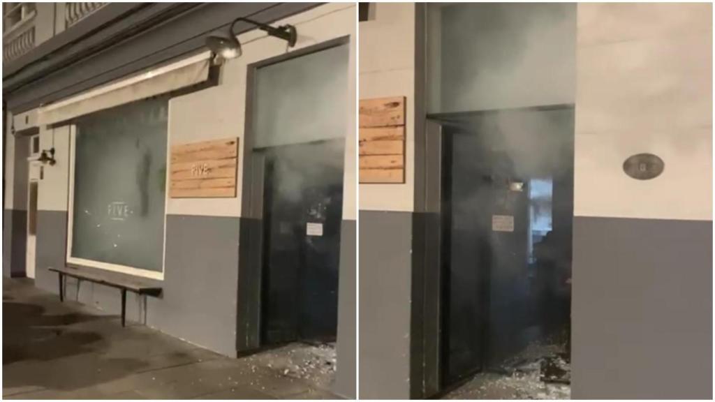 Noche de robos en A Coruña: revientan la puerta acristalada de un local con una alcantarilla