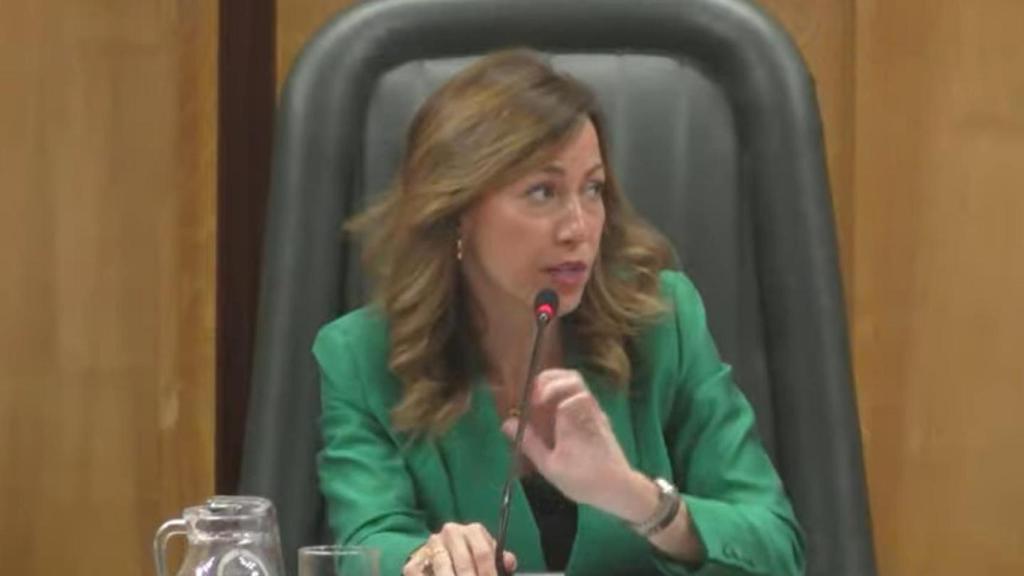 La alcaldesa de Zaragoza, Natalia Chueca, en el pleno de este jueves.