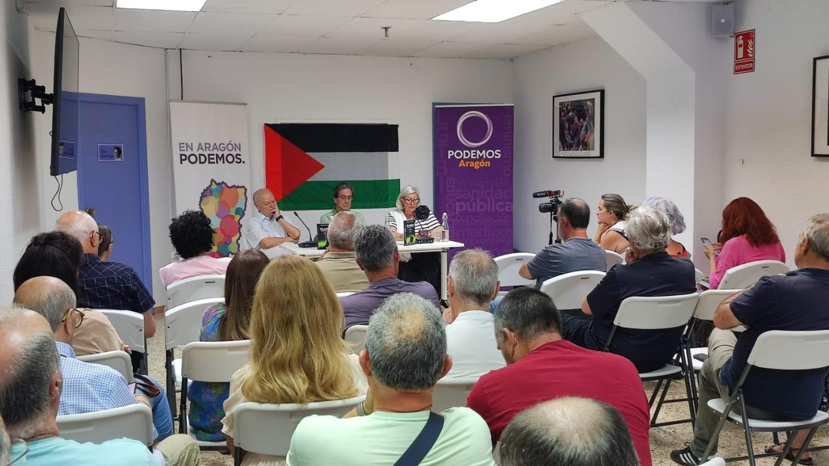 La sede de Podemos en Aragón, en uno de sus últimos actos.