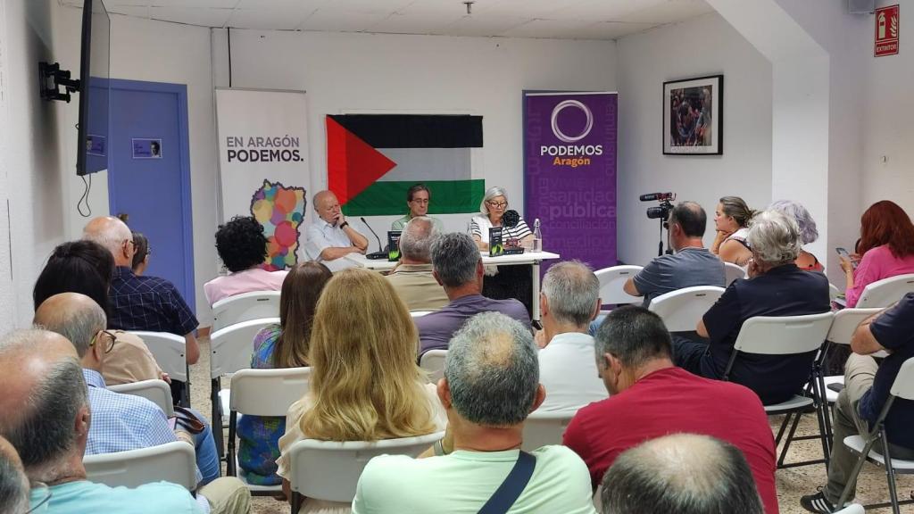 La sede de Podemos en Aragón, en uno de sus últimos actos.