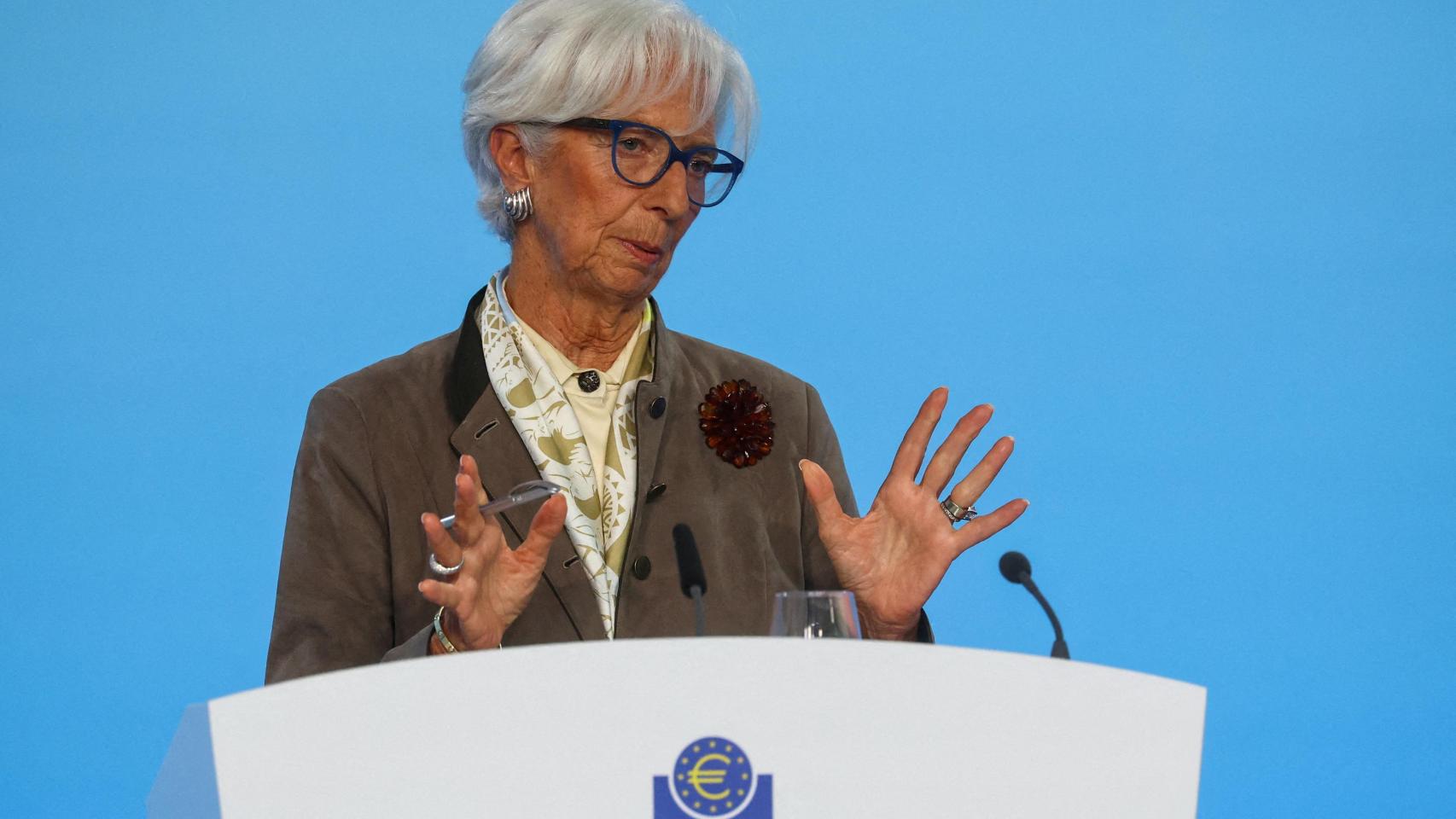 La presidenta del BCE, Christine Lagarde, durante una rueda de prensa