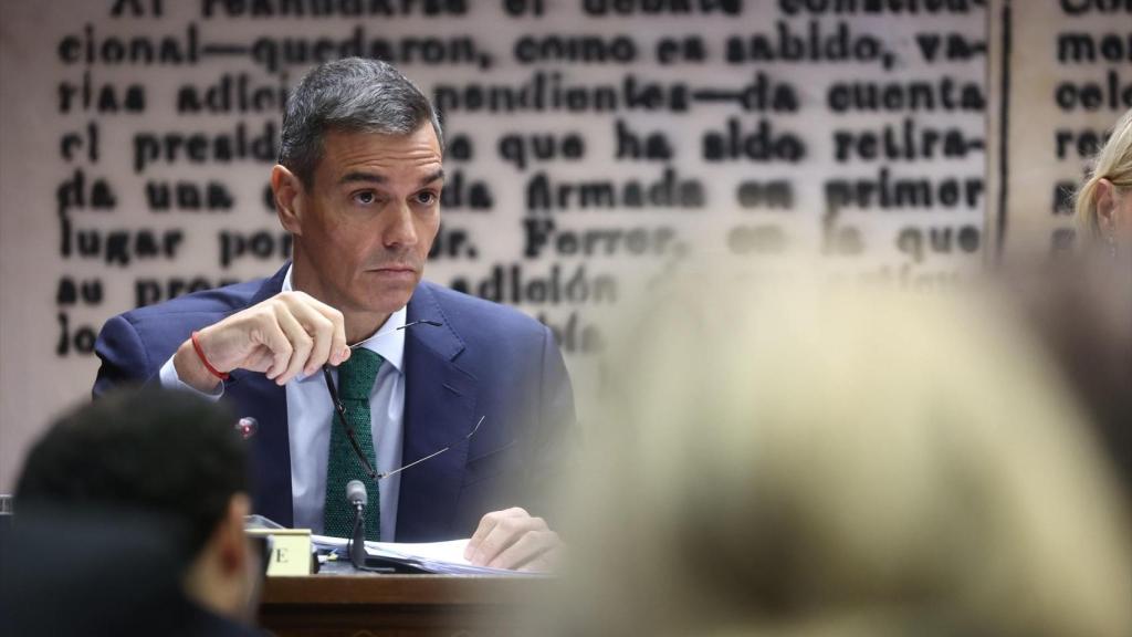 El presidente Pedro Sánchez, este jueves durante su comparecencia en la comisión del 'caso Koldo' en el Senado.