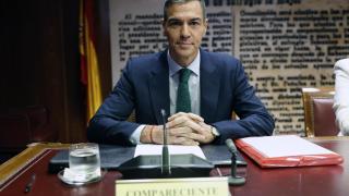 El presidente del Gobierno, Pedro Sánchez, momentos antes de su comparecencia este jueves ante la comisión de investigación del caso Koldo.