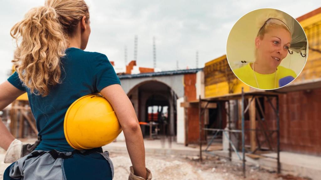 Una trabajadora de la construcción en una obra.