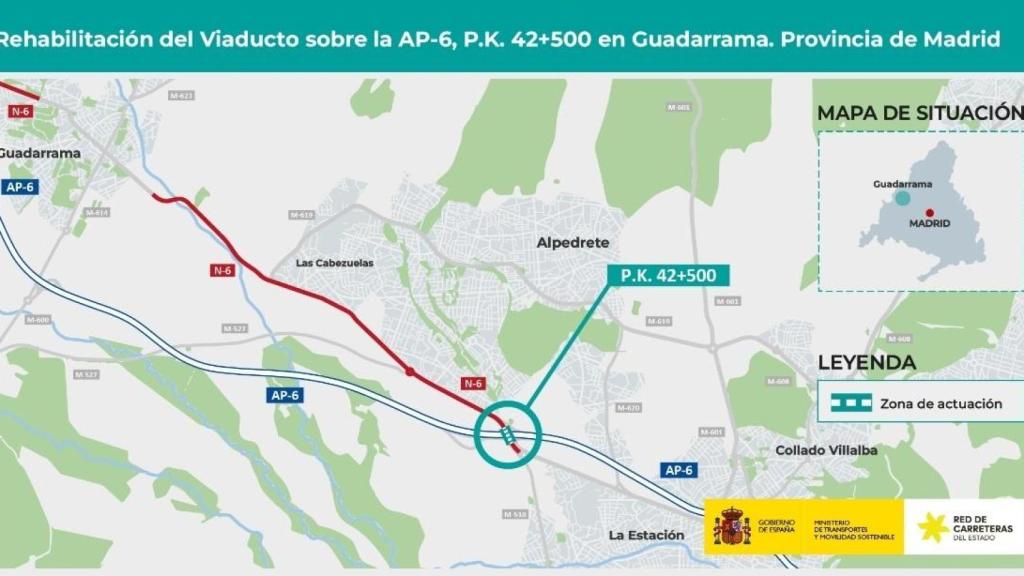 Rehabilitación del viaducto sobre la AP-6 en Guadarrama.