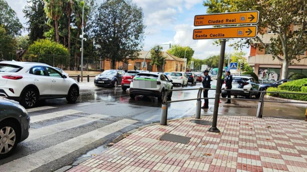 Reventón en la zona del Parque de Gasset de Ciudad Real. Foto: Jesús Martín.