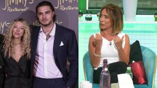 Carlo Costanzia y Alejandra Rubio, junto a una imagen de María Patiño en 'No somos nadie'.