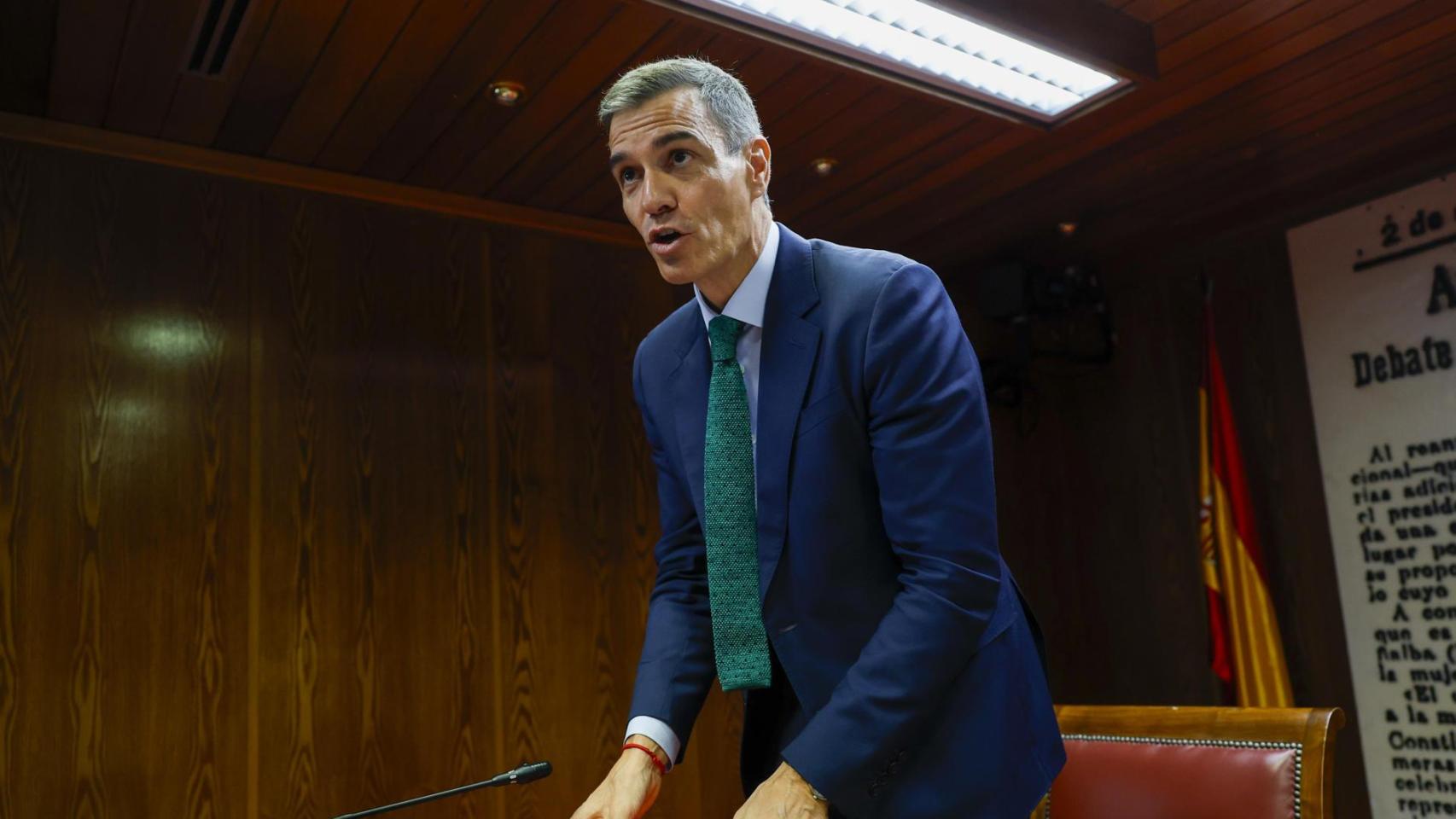 El presidente del Gobierno, Pedro Sánchez, este jueves en el Senado.