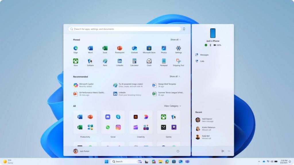 Nuevo menú inicio de Windows 11