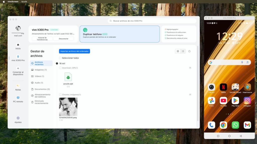 App de ordenador para conectar el VIVO X300 Pro