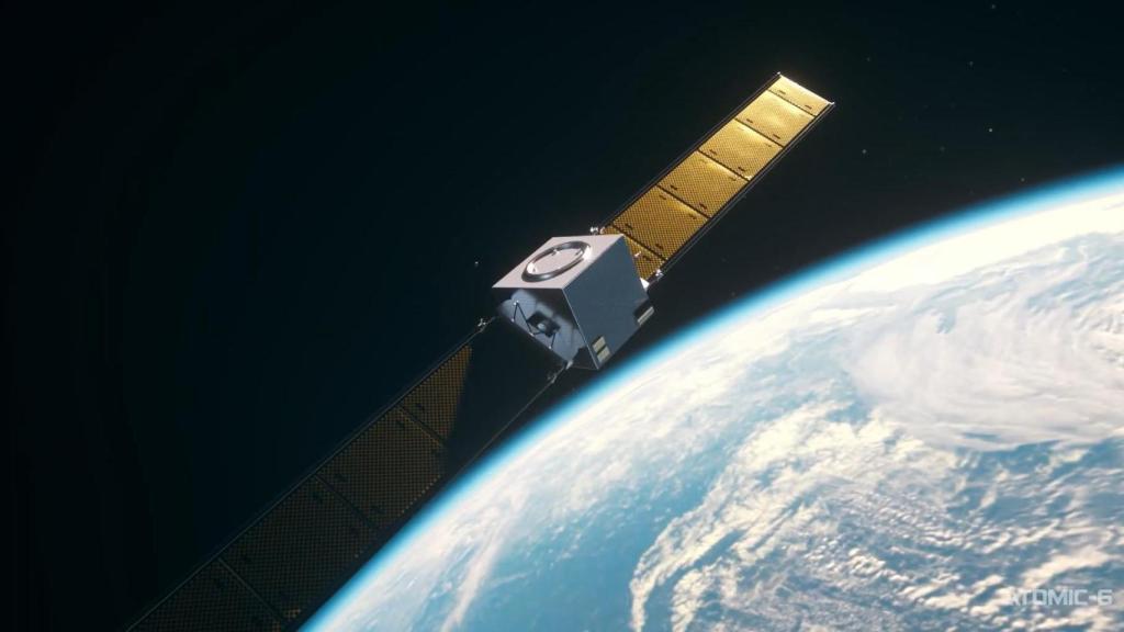 Recreación de satélite en el espacio