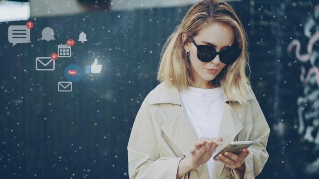 Una mujer usando el móvil