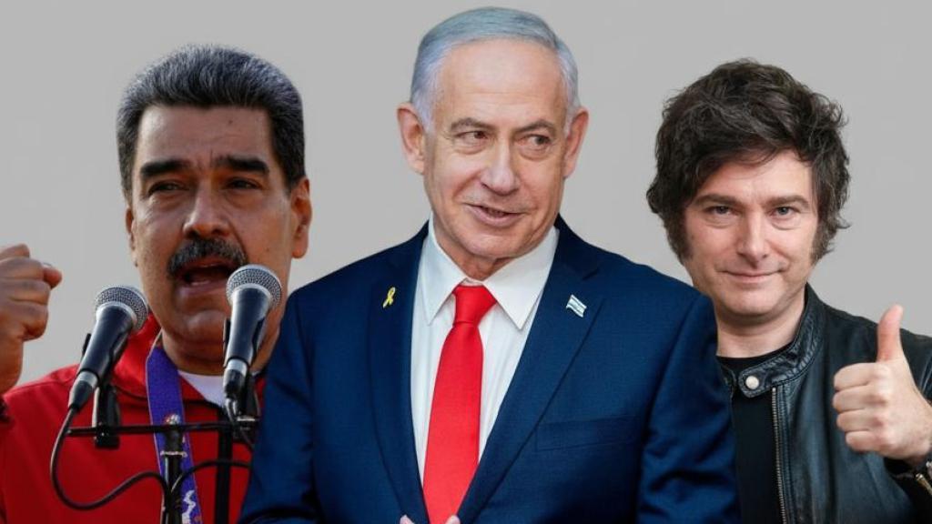 Maduro, Netanyahu y Javier Milei en un montaje.