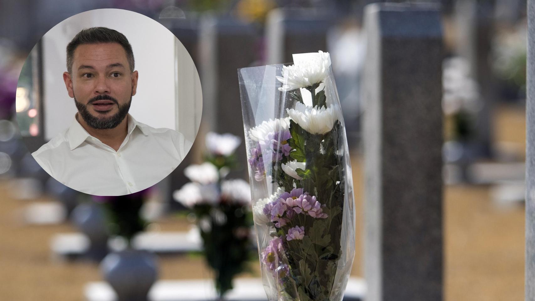 Montaje de Pablo Pareles con flores en un cementerio (Pixabay).