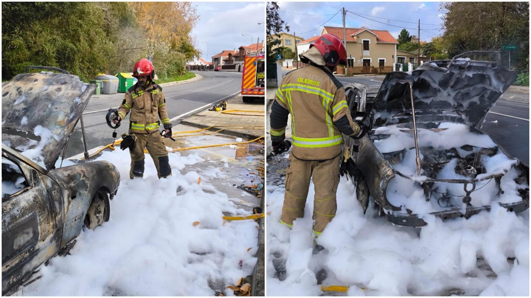 Calcinado por completo un coche en Oleiros (A Coruña).