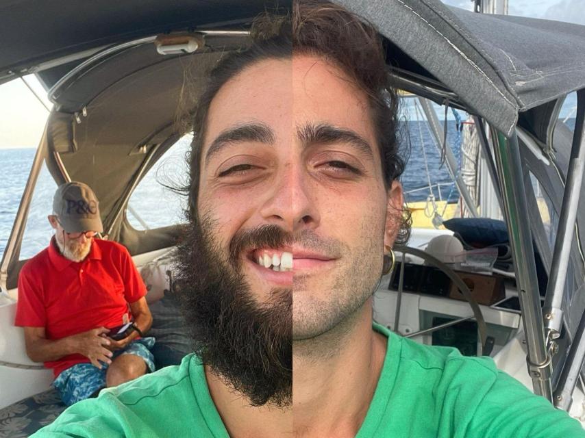 El antes (drch) y después (izq) de Adri tras cruzar el Pacífico en 5 meses