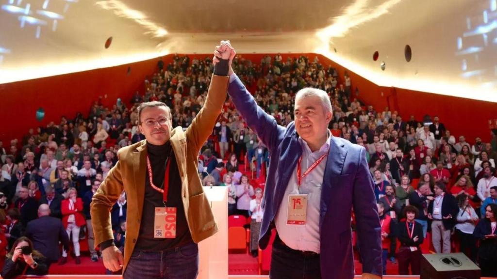 Miguel Ángel Gallardo y Santos Cerdán, el pasado enero, durante la proclamación del primero como secretario general.