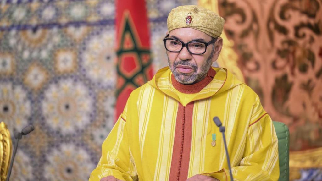 El rey de Marruecos Mohamed VI, durante el discurso televisado que ha dirigido a la nación.