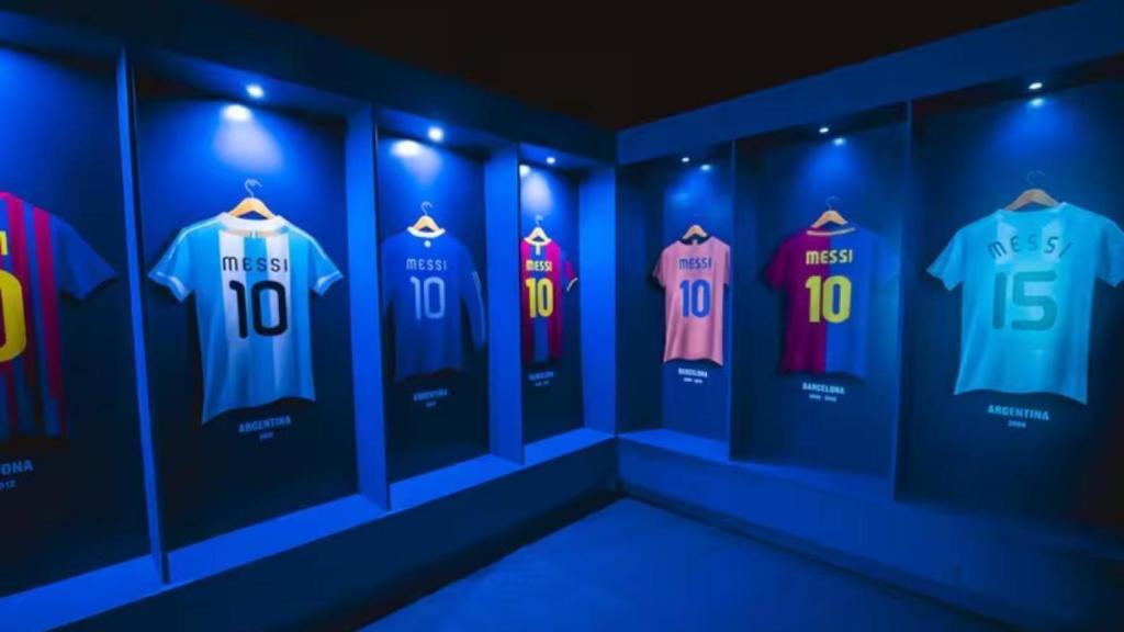 Una de las salas de la exposición de Leo Messi en Dubái.