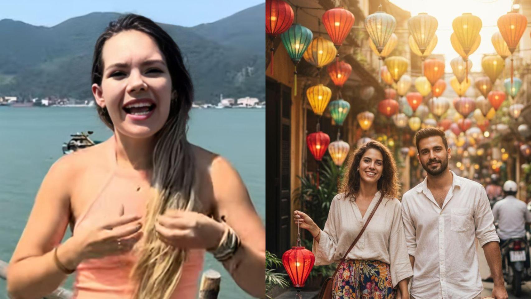 Susana y dos españoles en Vietnam creados con IA.