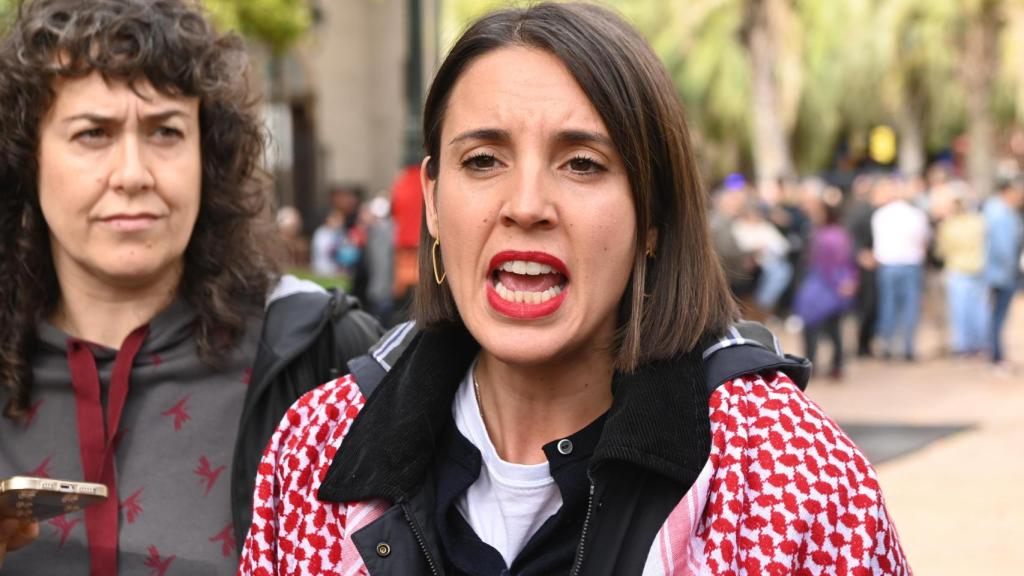 La secretaria política de Podemos y eurodiputada, Irene Montero, durante la manifestación '1 año y medio en prisión. ¡Libertad inmediata para los 6 de Zaragoza'