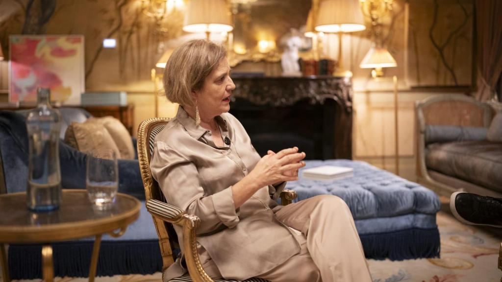 La periodista y política Pilar Rahola, durate la entrevista.