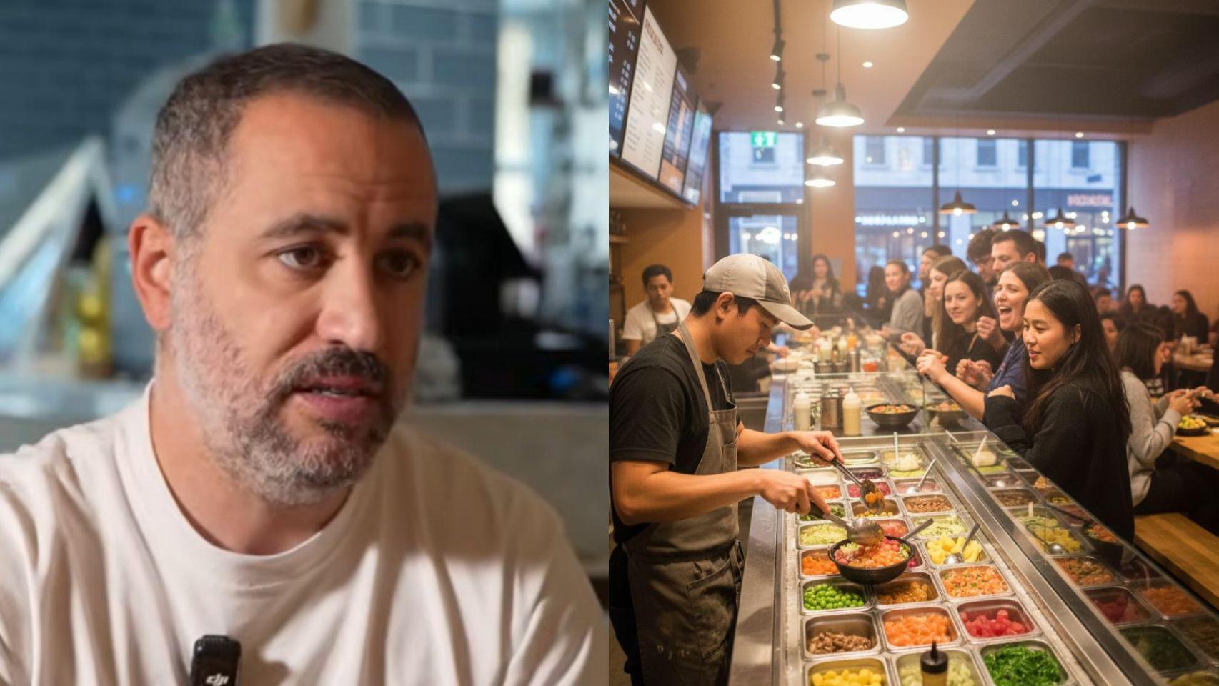 Rubén y un restaurante de pokes creado con IA.