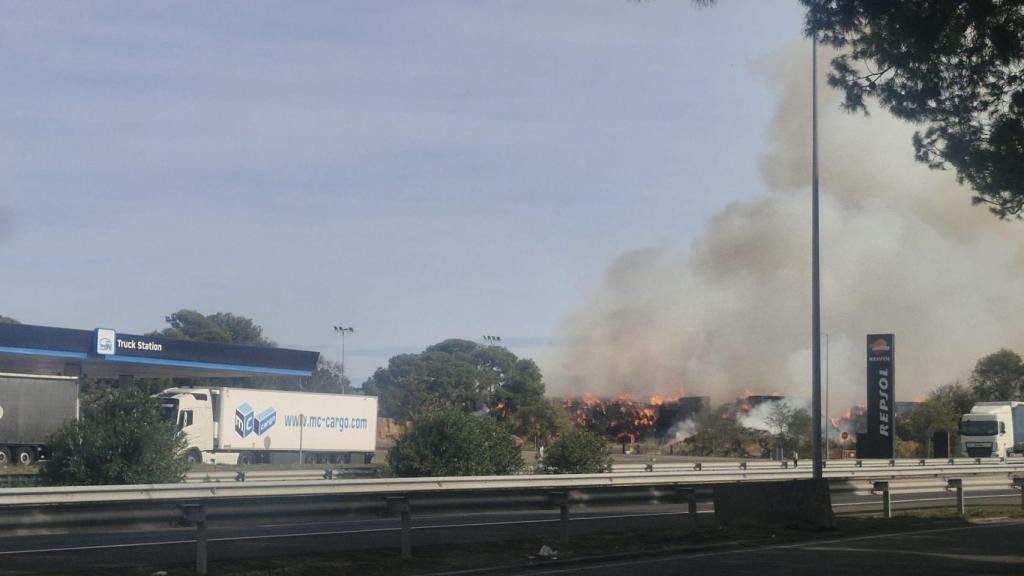 La columna de humo, desde la carretera.