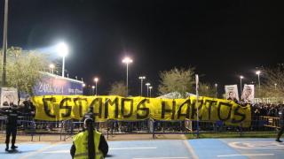 Pancarta de protesta de la afición del Real Zaragoza