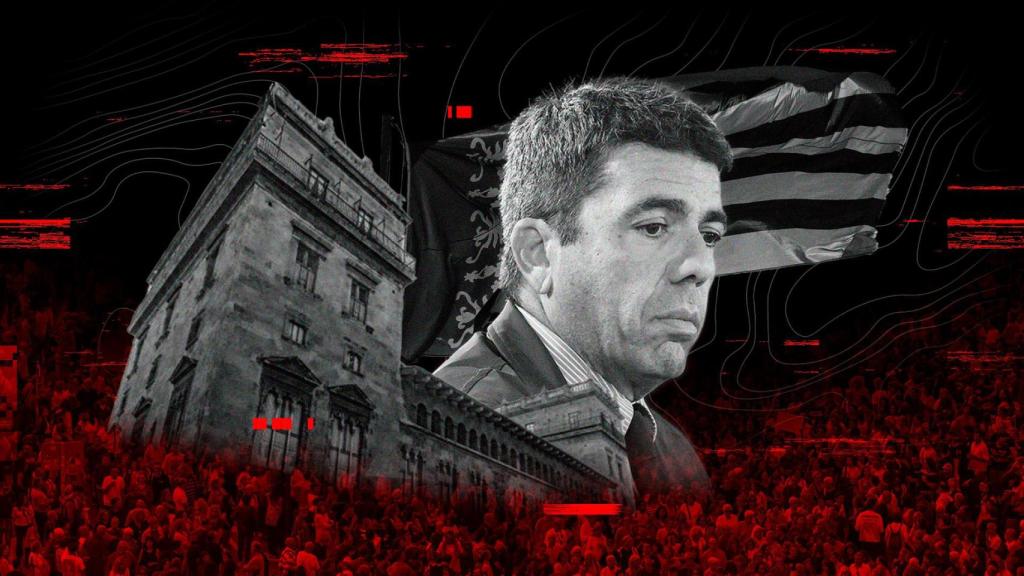 El presidente valenciano, Carlos Mazón, frente al Palau de la Generalitat.
