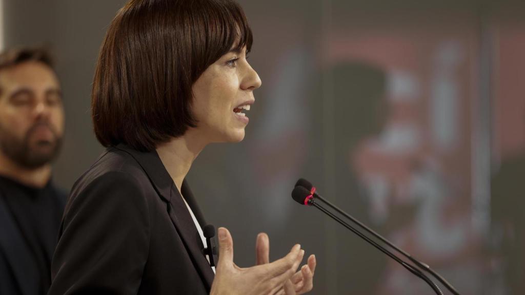 Diana Morant, ministra de Ciencia y Universidades, en una rueda de prensa este lunes.