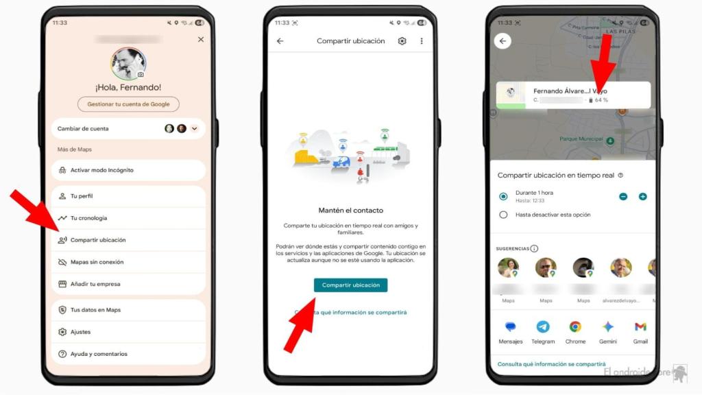 Compartiendo el porcentaje de batería en Google Maps