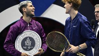 Carlos Alcaraz y Jannik Sinner, en el Six Kings Slam de Arabia Saudí