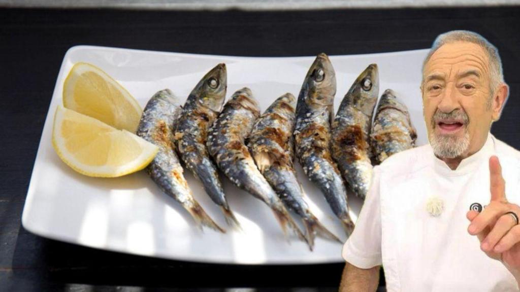 El chef Karlos Arguiñano junto a un plato con sardinas.