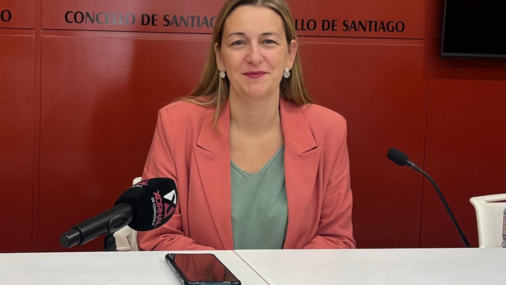 La portavoz municipal, Míriam Louzao, en rueda de prensa
