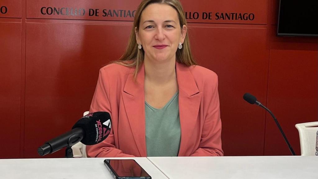 La portavoz municipal, Míriam Louzao, en rueda de prensa