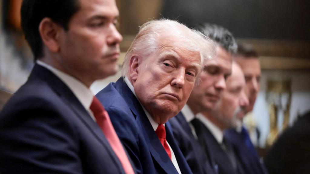 El presidente de Estados Unidos, Donald Trump, el secretario de Estado, Marco Rubio, y el secretario de Defensa, Pete Hegseth.