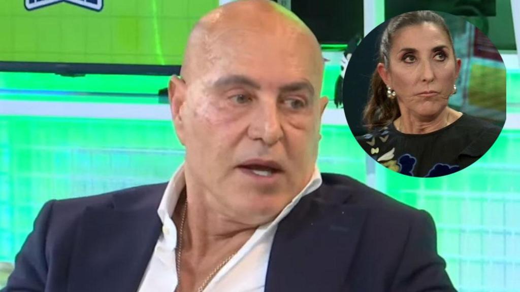 Kiko Matamoros, en 'No somos nadie', junto a una imagen de Paz Padilla.