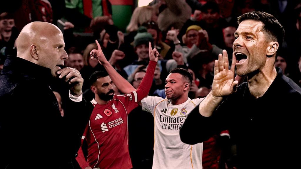 Slot y Salah, por parte del Liverpool y Mbappé y Xabi Alonso del lado del Real Madrid.