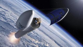 Ariane 6 desplegando el satélite en una representación artística.