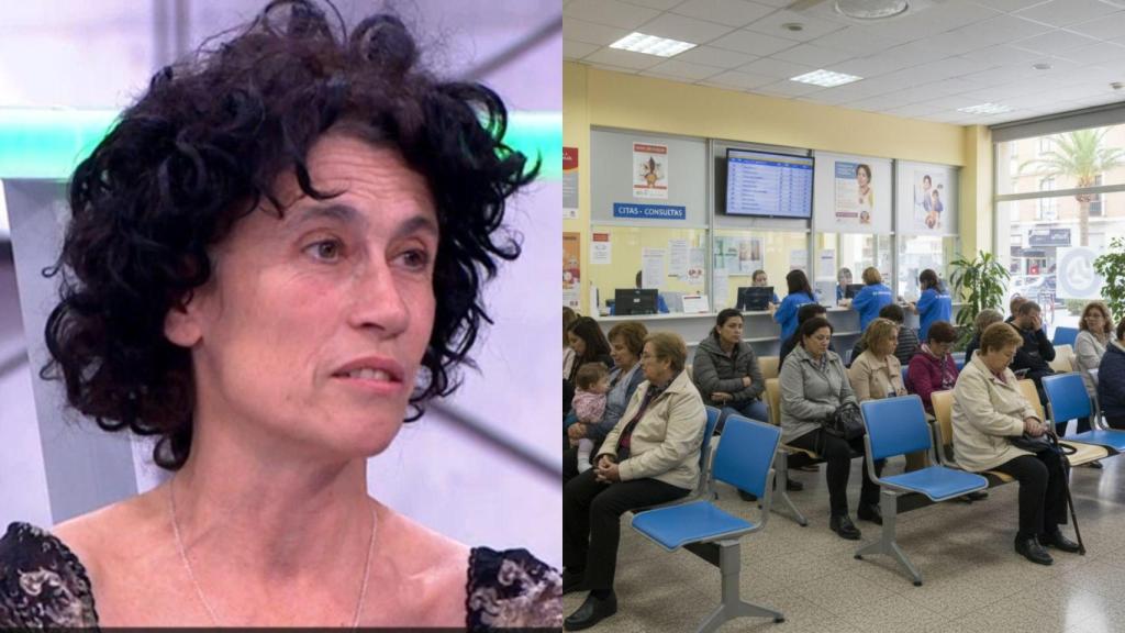 Imagen de Isabel Rey y una imagen generada por IA de un centro de salud español.