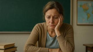 Una profesora decepcionada. Imagen generada con IA.