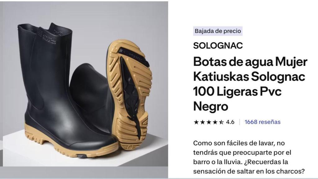 Botas de agua mujer Katiuskas Solognac.