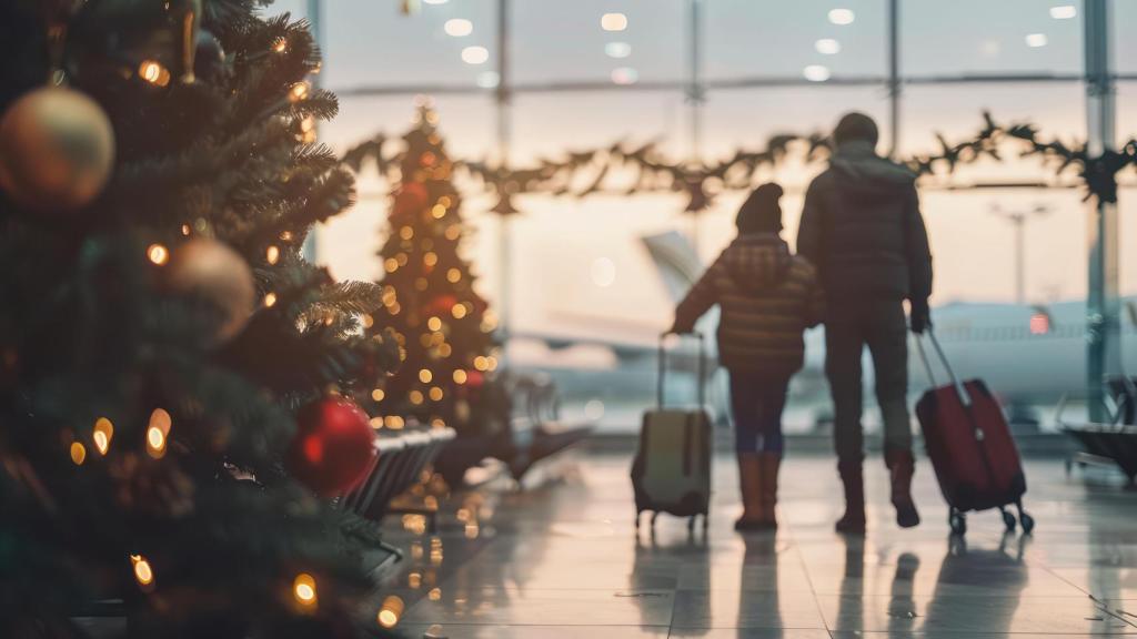 Una aeropuerto en Navidad.