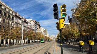 Un semáforo en Zaragoza.