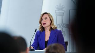 Pilar Alegría, en la rueda de prensa posterior al Consejo de Ministros de este martes en Moncloa.