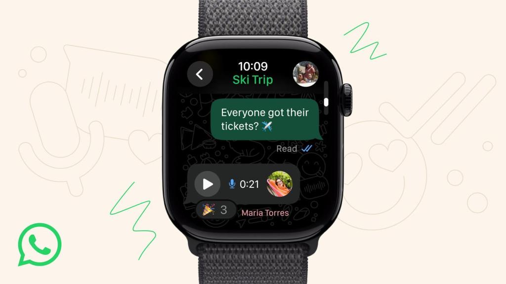 Imagen promocional de WhatsApp en Apple Watch.
