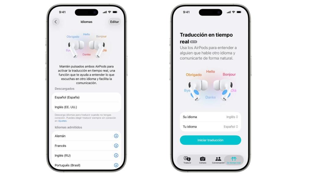 Función de traducción simultánea de Apple